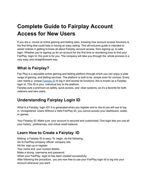 fairplay account